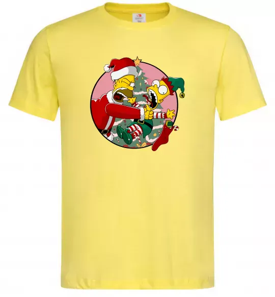Чоловіча футболка Гомер та Барт Новий Рік Лимонний фото