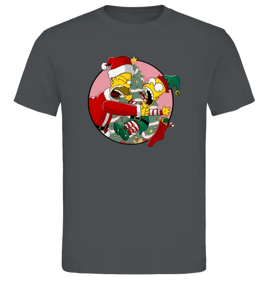 Чоловіча футболка Гомер та Барт Новий Рік Графіт фото