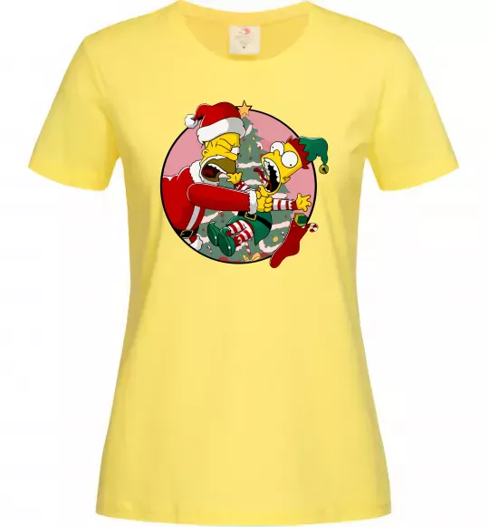 Жіноча футболка Гомер та Барт Новий Рік Лимонний фото