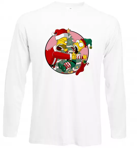 Лонгслив Гомер та Барт Новий Рік Белый фото