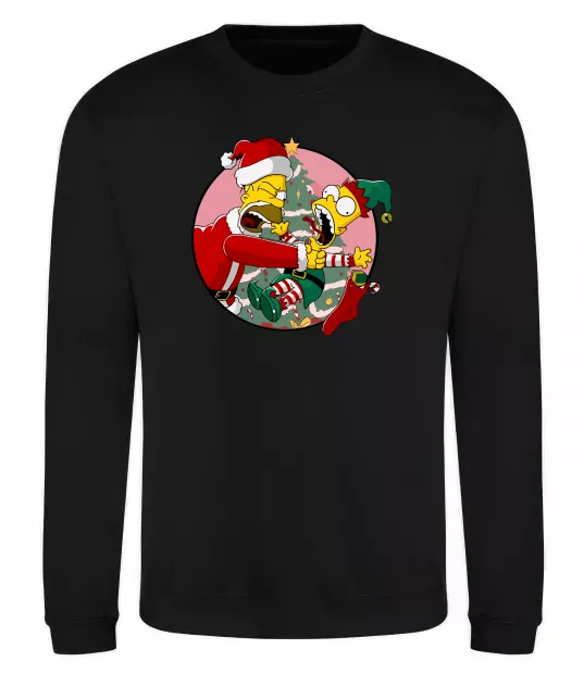 Свитшот Гомер та Барт Новий Рік Черный фото