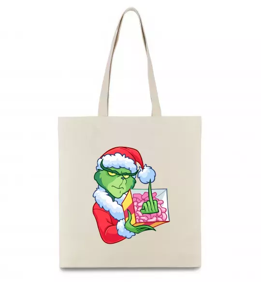 Эко-сумка Грінч подарунок Бежевый фото