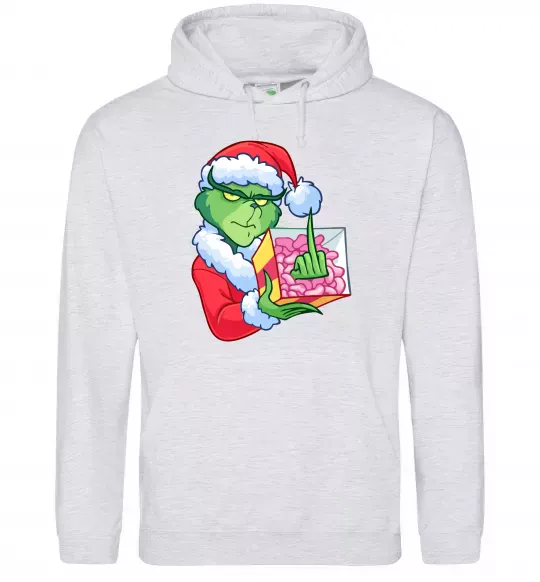 Чоловіча толстовка (худі) Грінч подарунок Сірий меланж фото