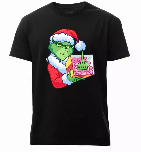 Мужская премиум футболка Грінч подарунок Черный фото