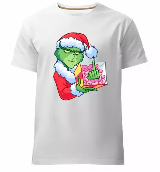 Мужская премиум футболка Грінч подарунок Белый фото