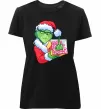 Женская премиум футболка Грінч подарунок Черный фото