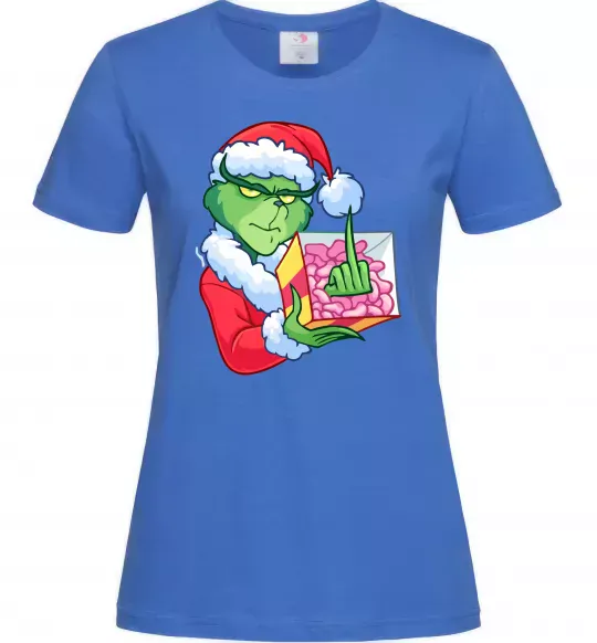 Женская футболка Грінч подарунок Ярко-синий фото