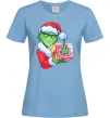 Женская футболка Грінч подарунок Голубой фото