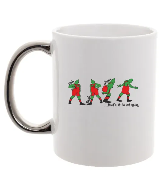 Чашка с цветной ручкой Грінч ooh ah mhm Серебро фото