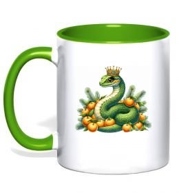 Чашка з кольоровою ручкою Змія з мандаринками