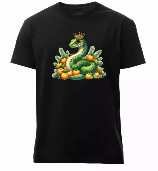 Мужская премиум футболка Змія з мандаринками Черный фото