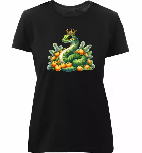 Жіноча преміум футболка Змія з мандаринками Чорний фото