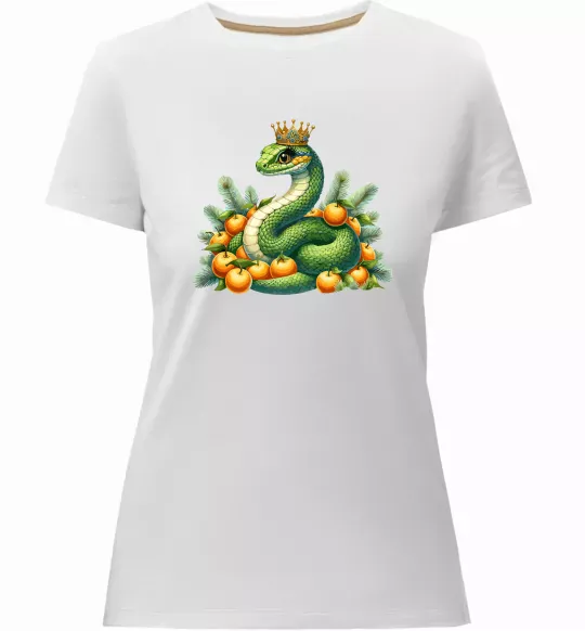 Жіноча преміум футболка Змія з мандаринками Білий фото