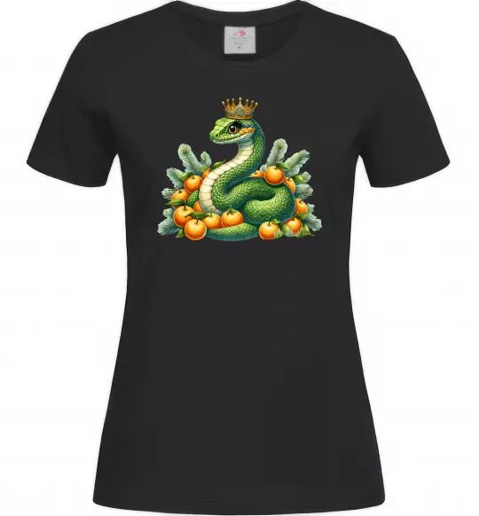 Жіноча футболка Змія з мандаринками Чорний фото