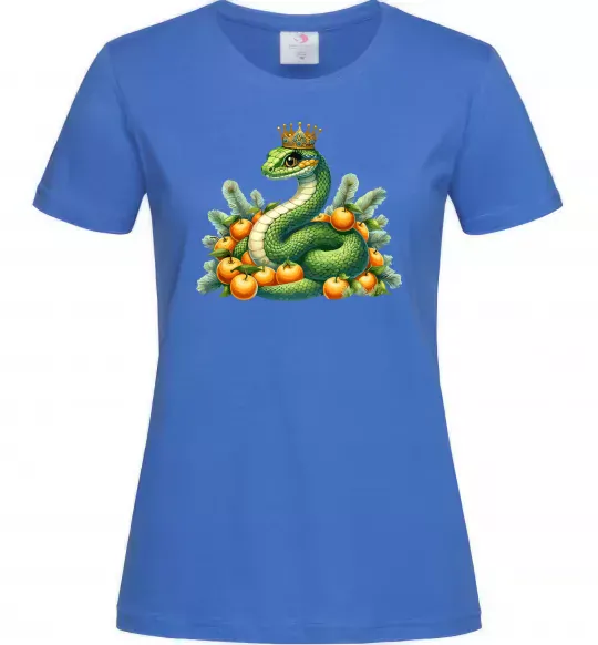 Жіноча футболка Змія з мандаринками Яскраво-синій фото