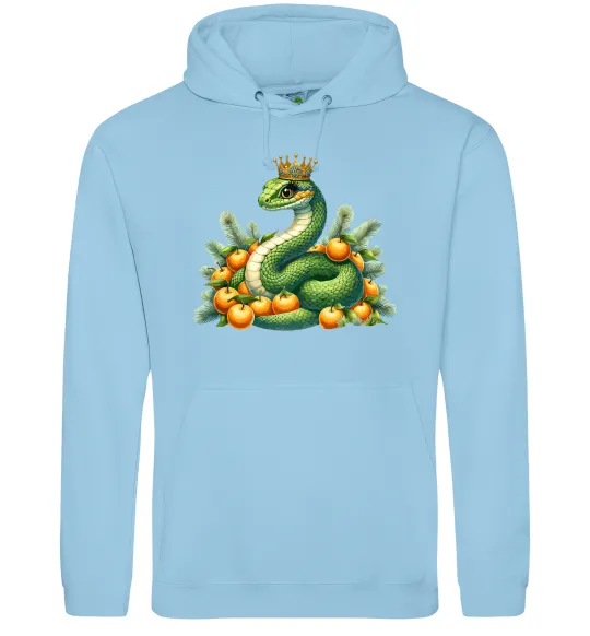 Мужская толстовка (худи) Змія з мандаринками Голубой фото