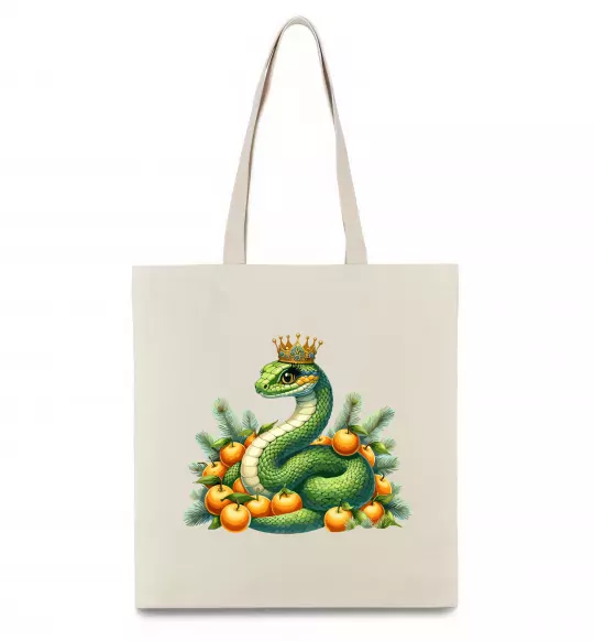 Еко-сумка Змія з мандаринками Бежевий фото