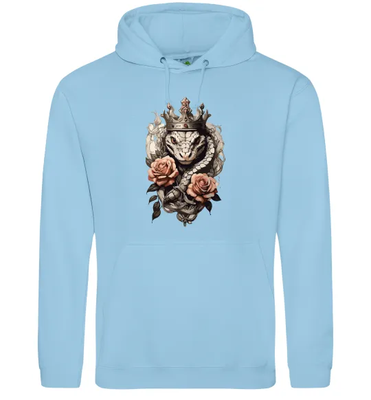 Чоловіча толстовка (худі) Змія з короною в квітах Блакитний фото