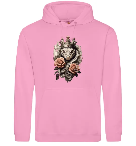 Женская толстовка (худи) Змія з короною в квітах Розовый фото