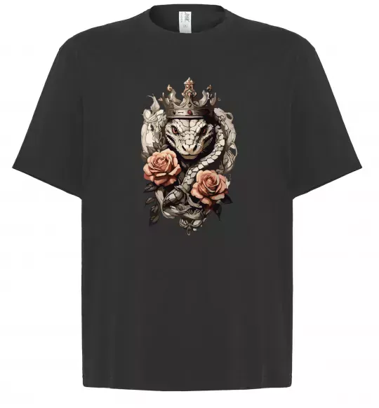 Футболка Оверсайз Змія з короною в квітах Чорний фото