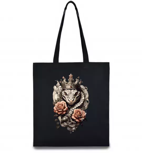 Эко-сумка Змія з короною в квітах Черный фото