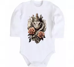 Детский боди Змія з короною в квітах Белый фото