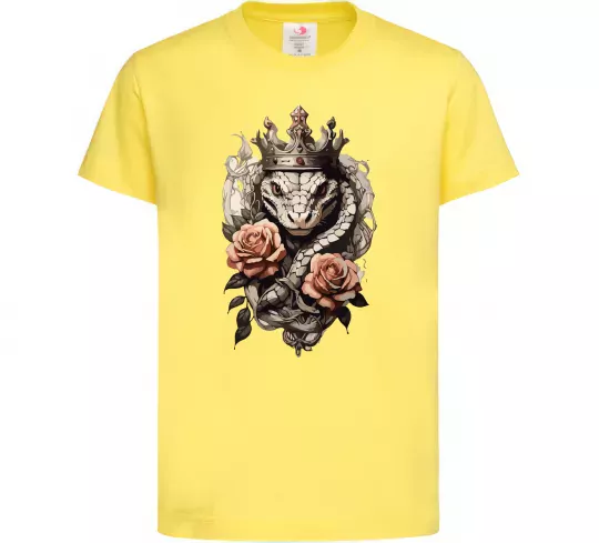 Дитяча футболка Змія з короною в квітах Лимонний фото