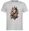 Мужская футболка Змія з короною в квітах Серый фото