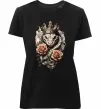 Жіноча преміум футболка Змія з короною в квітах Чорний фото