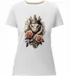 Жіноча преміум футболка Змія з короною в квітах Білий фото