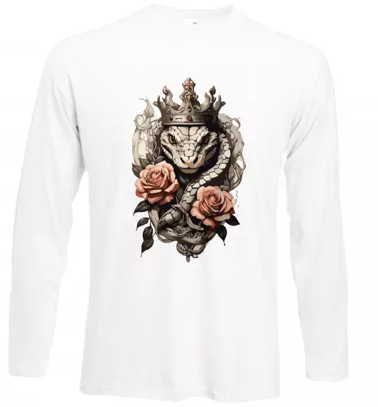Лонгслив Змія з короною в квітах Белый фото