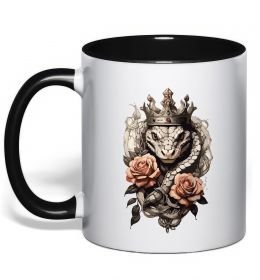 Чашка с цветной ручкой Змія з короною в квітах