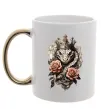 Чашка з кольоровою ручкою Змія з короною в квітах Золото фото