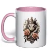 Чашка з кольоровою ручкою Змія з короною в квітах Ніжно рожевий фото