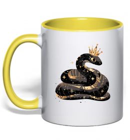 Чашка з кольоровою ручкою Змія чорно-золота