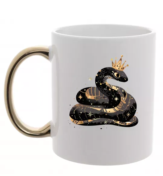 Чашка с цветной ручкой Змія чорно-золота Золото фото