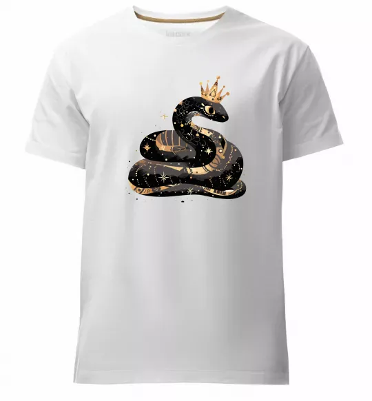 Мужская премиум футболка Змія чорно-золота Белый фото