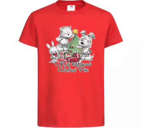 Детская футболка Мій перший Новий Рік Красный фото