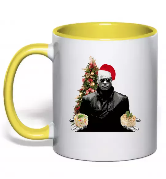 Чашка з кольоровою ручкою Морфеус новорічний вибір Сонячно жовтий фото