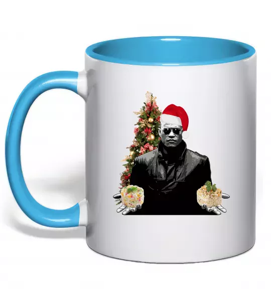 Чашка з кольоровою ручкою Морфеус новорічний вибір Блакитний фото