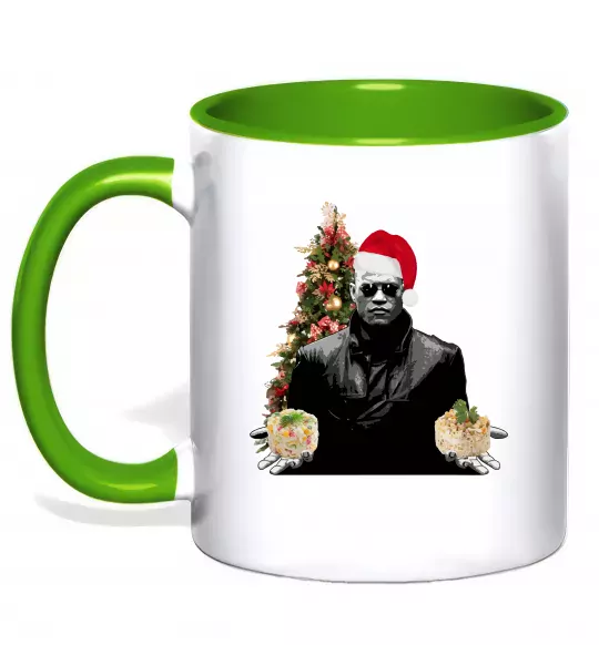 Чашка з кольоровою ручкою Морфеус новорічний вибір Зелений фото