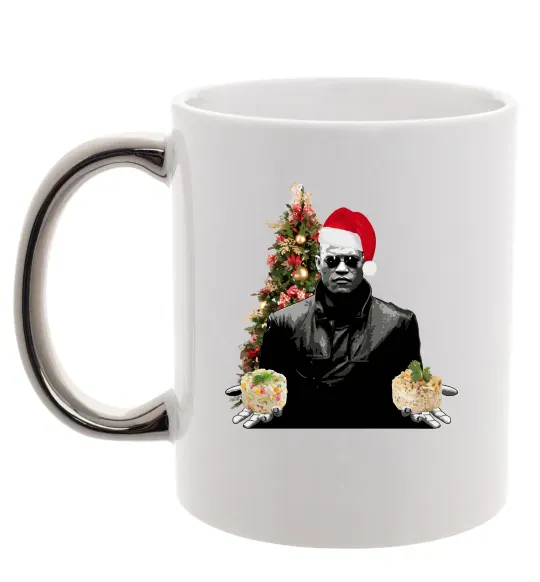 Чашка з кольоровою ручкою Морфеус новорічний вибір Срібло фото