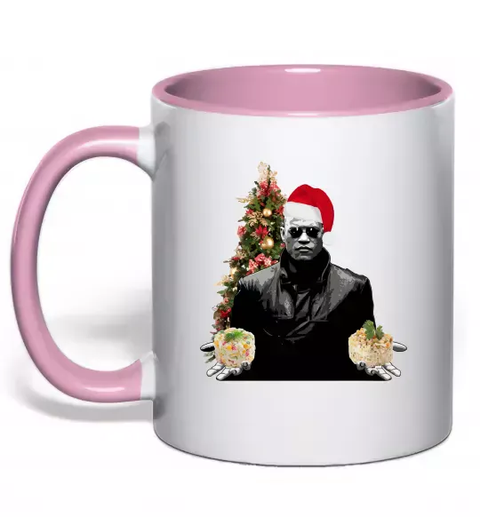 Чашка з кольоровою ручкою Морфеус новорічний вибір Ніжно рожевий фото