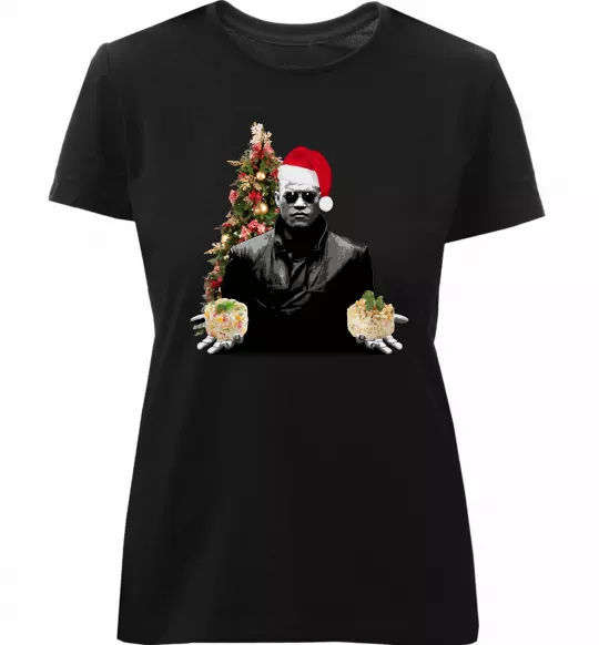 Жіноча преміум футболка Морфеус новорічний вибір Чорний фото