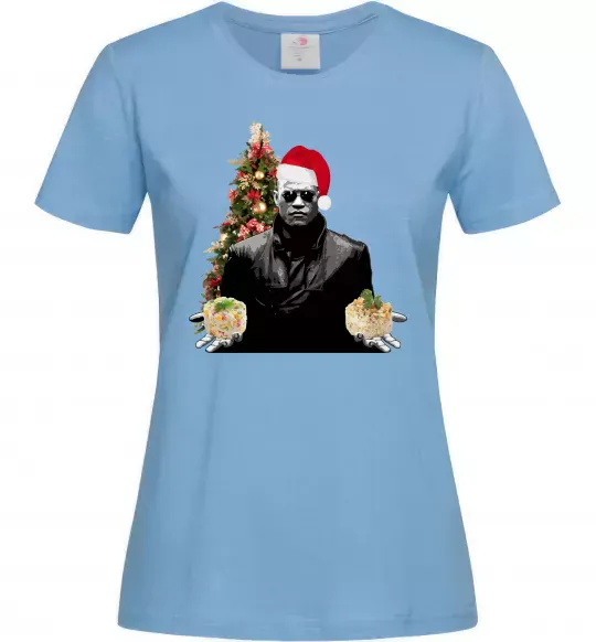 Женская футболка Морфеус новорічний вибір Голубой фото