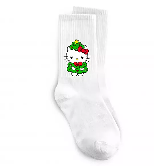 Шкарпетки Новорічна Кітті Білий фото