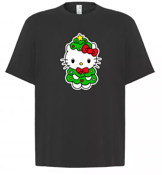 Футболка Оверсайз Новорічна Кітті Черный фото