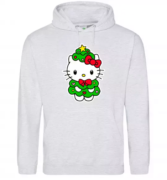 Чоловіча толстовка (худі) Новорічна Кітті Сірий меланж фото