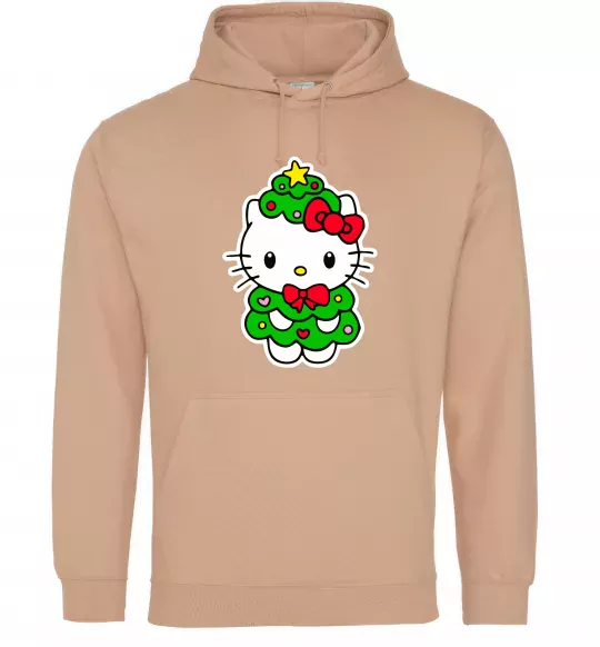 Чоловіча толстовка (худі) Новорічна Кітті Пісочний фото