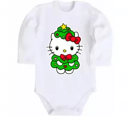 Дитячий бодік Новорічна Кітті Білий фото